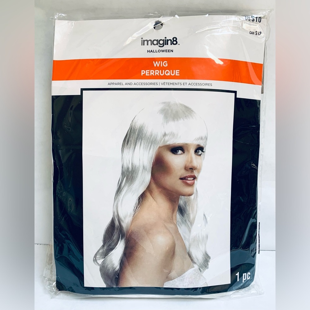 Platinum Blonde Wig long curls with bangs by Imagin8® w/ pkg Halloween dress up